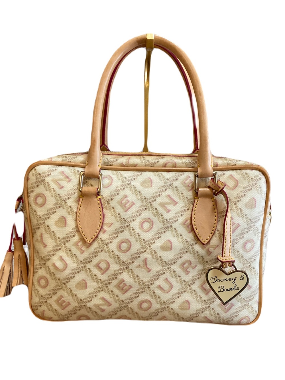 Dooney & Bourke Vintage Signature Hearts Graffiti Monogram Barrel Satchel Bag